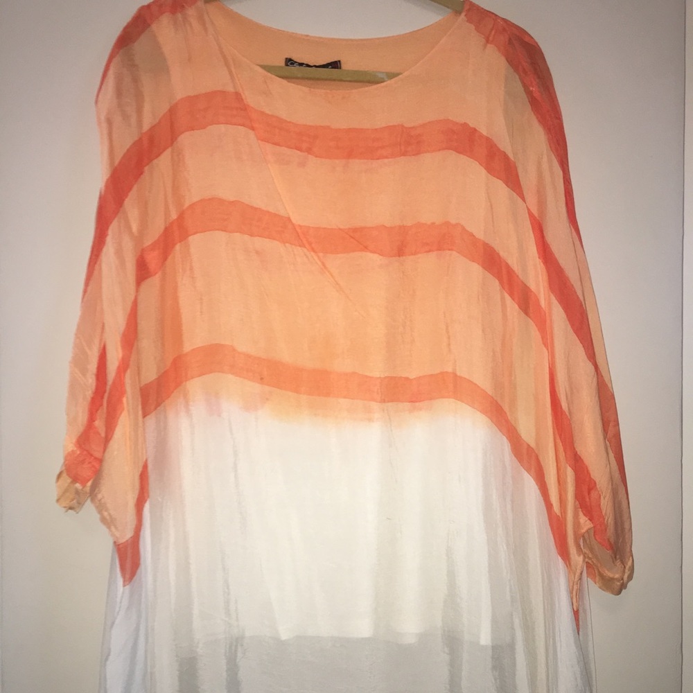 ombré rayon/silk drape over cotton tank tunic